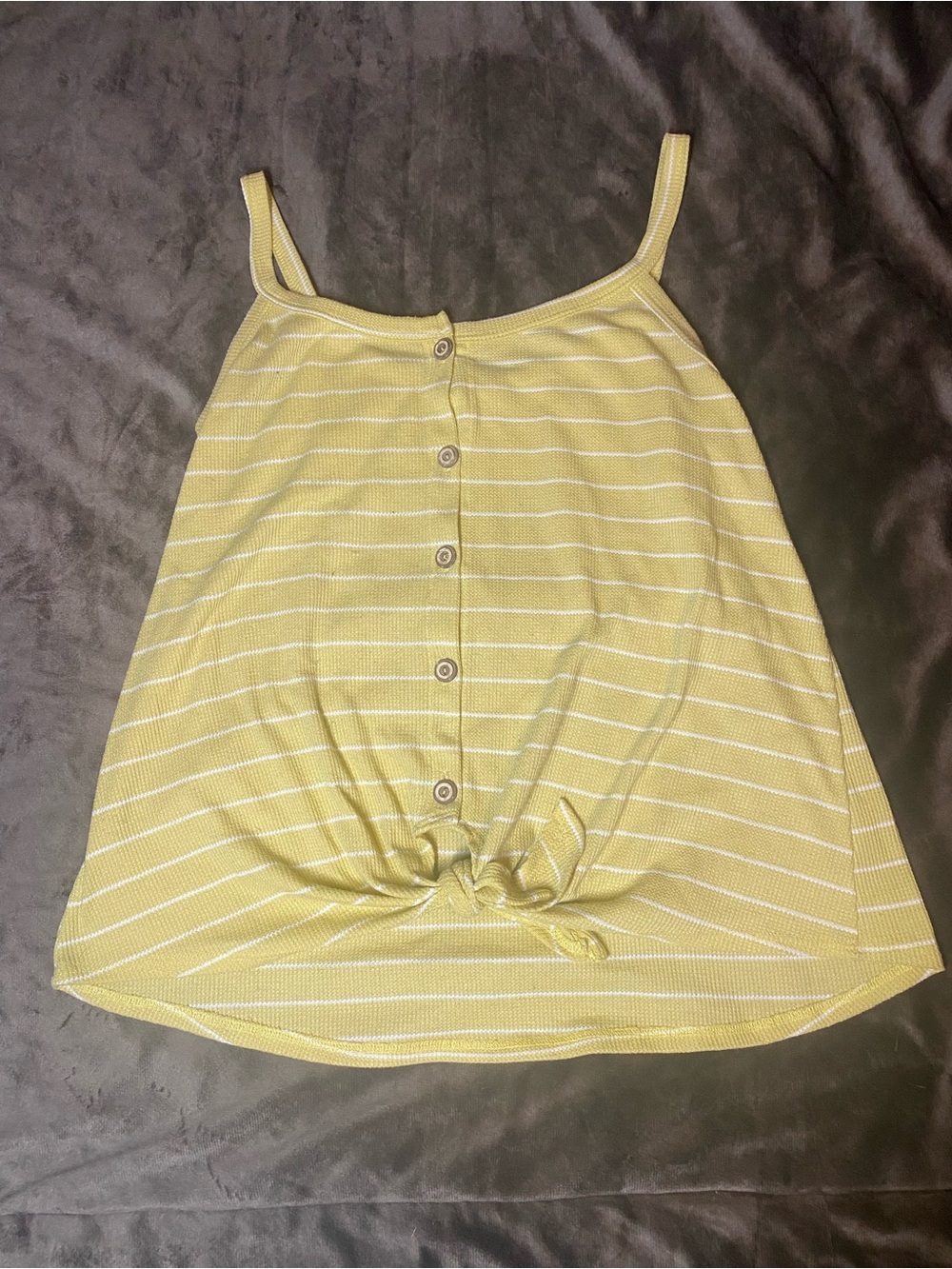 Striped Yellow Tie-Front Cami Tank Top